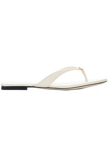 Capri Logo Plaque Flip Flops White - TORY BURCH - BALAAN 1