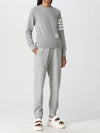 Engineered 4 Bar Stripe Loopback Jersey Knit Crewneck Sweatshirt Light Grey - THOM BROWNE - BALAAN 6