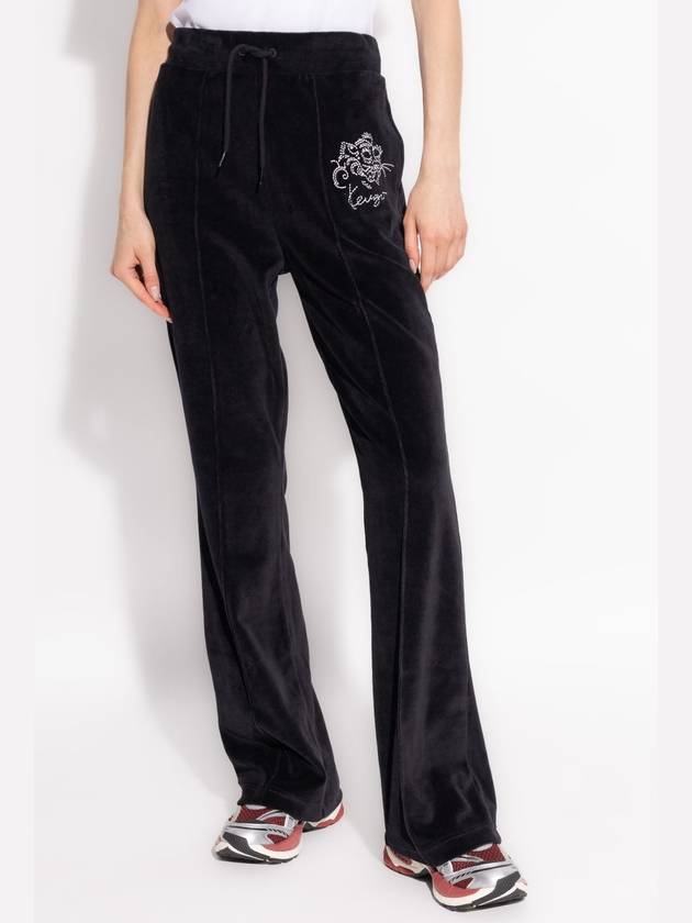 Kenzo Velvet Flared Trousers, Women's, Black - KENZO - BALAAN 3