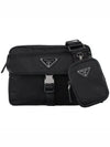 Re-Nylon Saffiano Leather Shoulder Bag Black - PRADA - BALAAN 2