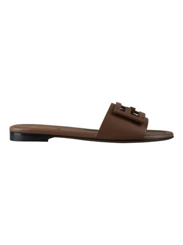 Baguette FF Logo Leather Slippers Mocha - FENDI - BALAAN.