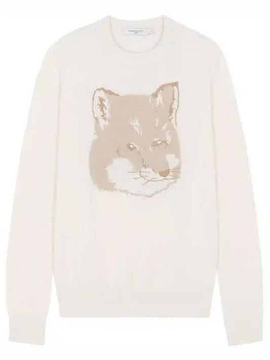 Pique Fox Head Round Neck Knit Top Ecru - MAISON KITSUNE - BALAAN 2