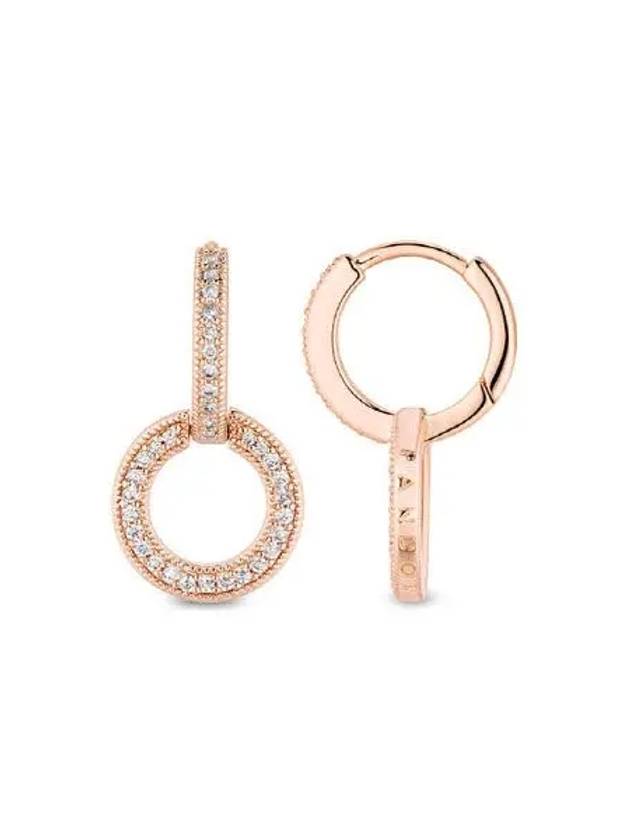 Sparkling Double Hoop Earrings Rose Gold - PANDORA - BALAAN 3