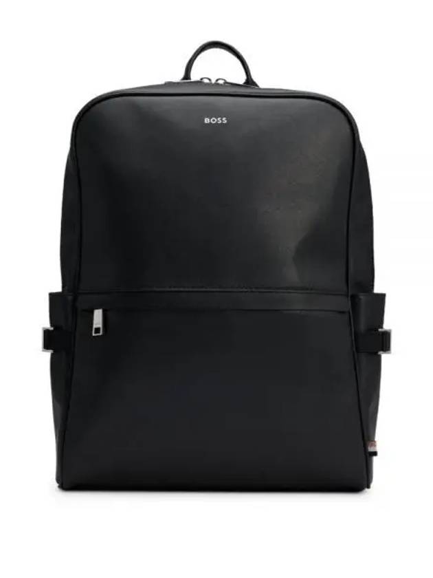 Silver Logo Leather Backpack Black - HUGO BOSS - BALAAN 2