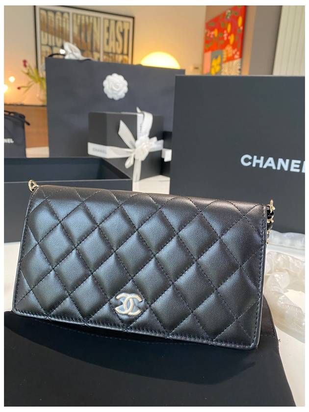 Pearl Strap Woc Gold Lambskin Chain Cross Bag Black AP2579 B07531 94305 - CHANEL - BALAAN 9