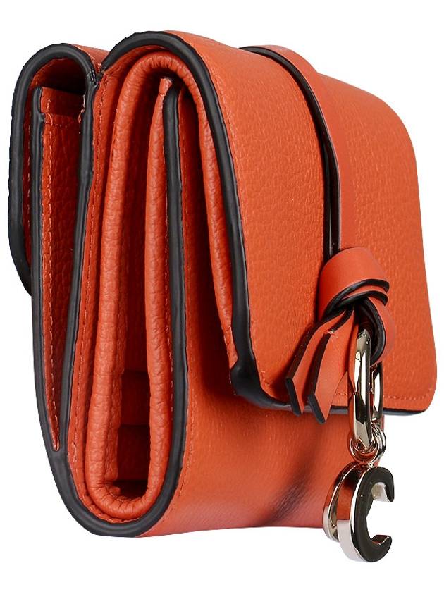 Alphabet Grain Leather Flap Small Half Wallet Orange - CHLOE - BALAAN 4