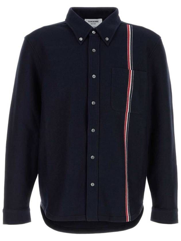 Double Face Knit Long Sleeve Shirt Navy - THOM BROWNE - BALAAN 2