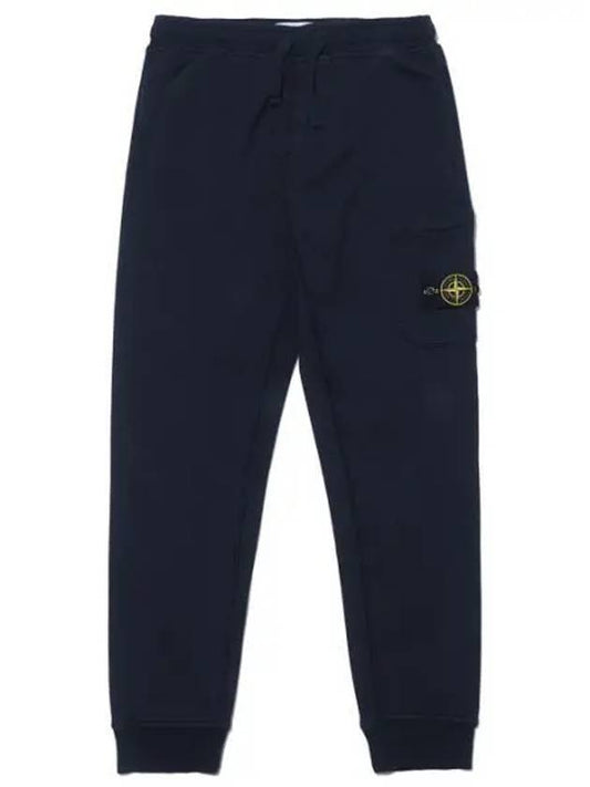 Men's Wappen Patch Cotton Fleece Track Pants Navy - STONE ISLAND - BALAAN 1