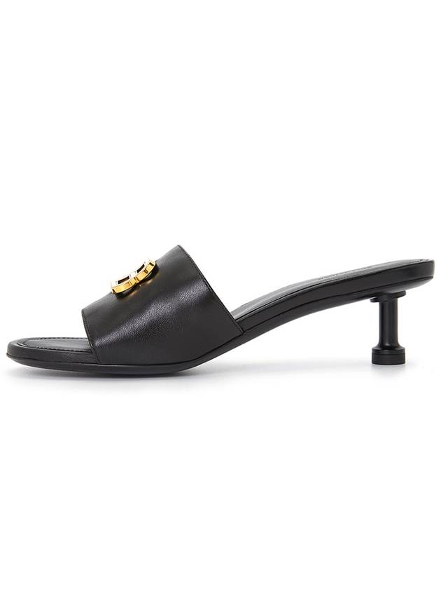 BB Leather Slipper Heels Black - BALENCIAGA - BALAAN 5