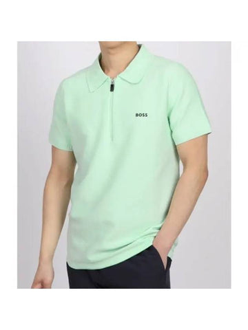 Jayno Zipper Neck PK Shirt Open Green - HUGO BOSS - BALAAN 1