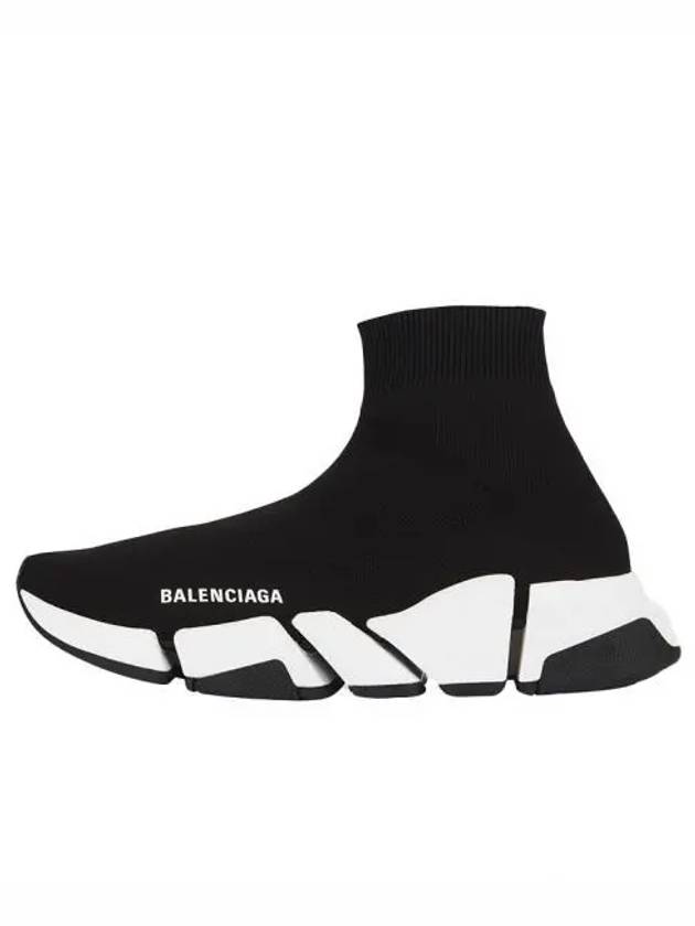 Women's Speed 2.0 Trainer Black Knit White Sole High Top Sneakers Black - BALENCIAGA - BALAAN 2