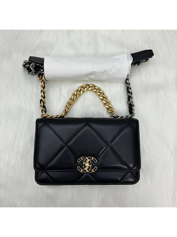 Women s 19 Bag WOC Top Handle Logo Leather Mini Gold Plated Black - CHANEL - BALAAN 1