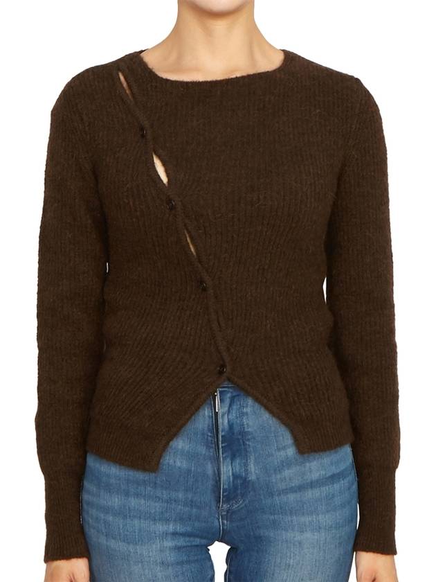 La Maille Pau Asymmetric Cardigan Dark Brown - JACQUEMUS - BALAAN 4