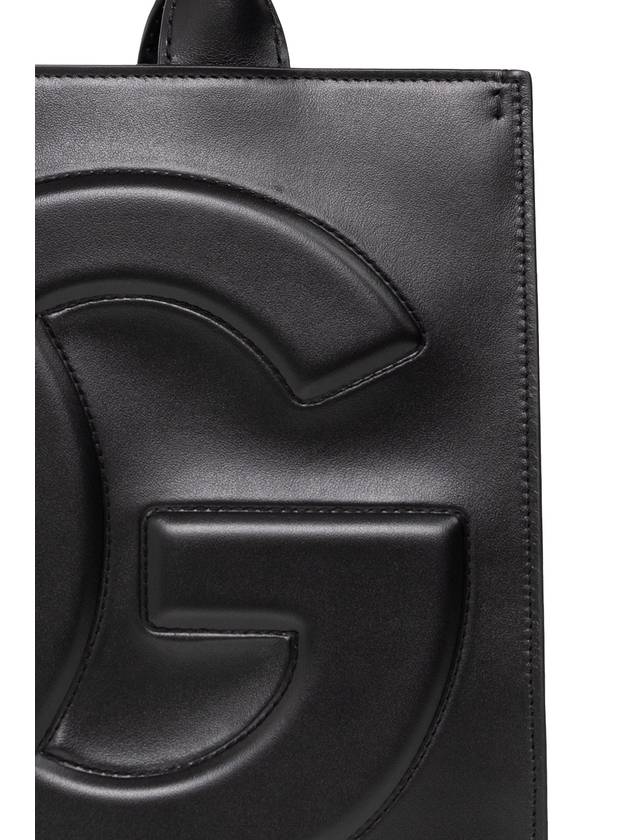 DG Logo Small Leather Tote Bag Black - DOLCE&GABBANA - BALAAN 7