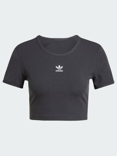 Essentials Lip Cropped Cotton Short Sleeved T-Shirt Black - ADIDAS - BALAAN 2