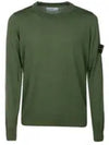 Logo Patch Round Neck Knit Top Green - STONE ISLAND - BALAAN 3