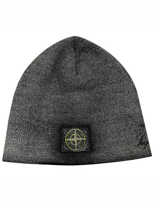 7925N01SA V0129 x Stone Island Waffen Patch Reflective Beanie Black Hat TSH - SUPREME - BALAAN 1