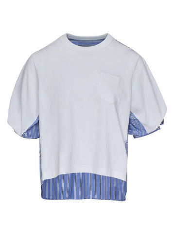 Cotton Poplin Jersey Short Sleeve T-Shirt White - SACAI - BALAAN 1