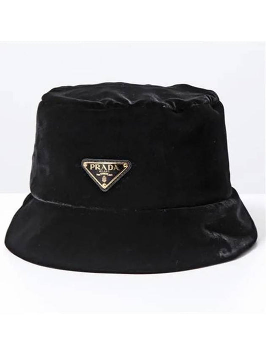 Velvet Bucket Hat Black - PRADA - BALAAN 2