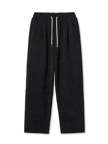 Wide one tuck common corduroy banding pants BLACK - WEST GRAND BOULEVARD - BALAAN 1