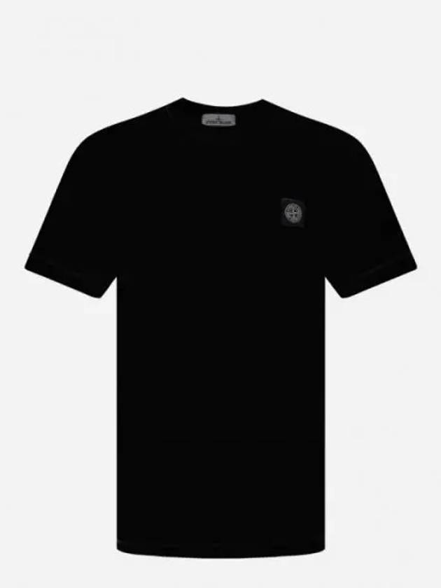 Slimfit Cotton Jersey Short Sleeve T-shirt Black - STONE ISLAND - BALAAN 2