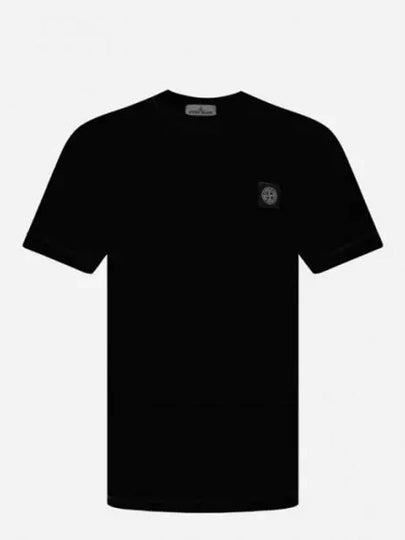 Slimfit Cotton Jersey Short Sleeve T-shirt Black - STONE ISLAND - BALAAN 2