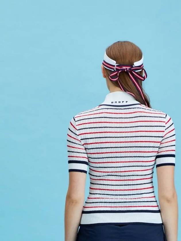 Striped Round Sailor Collar Sweater OF2713LAWHITE - ONOFF - BALAAN 5