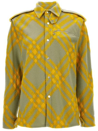 Check Wool Blend Shirt Yellow - BURBERRY - BALAAN 2