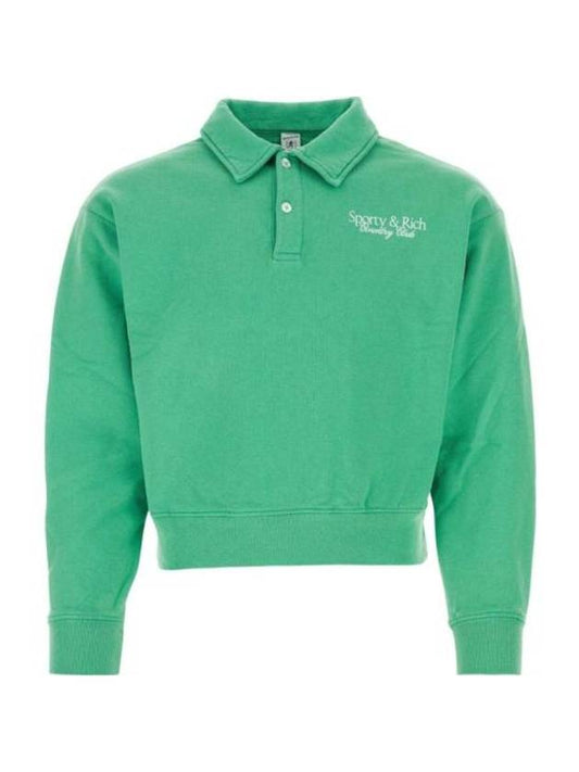Country Club Long Sleeve Cotton Polo Shirt Green - SPORTY & RICH - BALAAN 1