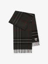 Check Cashmere Scarf Charcoal - BURBERRY - BALAAN 2