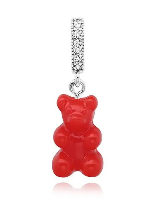 NOSTALGIA BEAR SANGRIA PAVE CONNECTOR SILVER WOMEN S CHARM - CRYSTAL HAZE - BALAAN 1