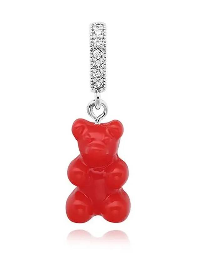 NOSTALGIA BEAR SANGRIA PAVE CONNECTOR SILVER pendant charm - CRYSTAL HAZE - BALAAN 1