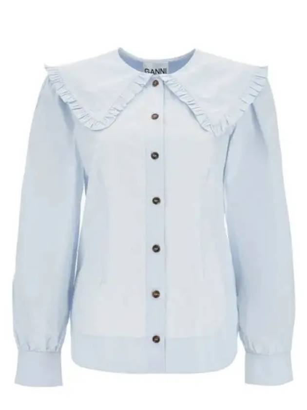 Poplin Frill Collar Shirt Blouse Heather - GANNI - BALAAN 2