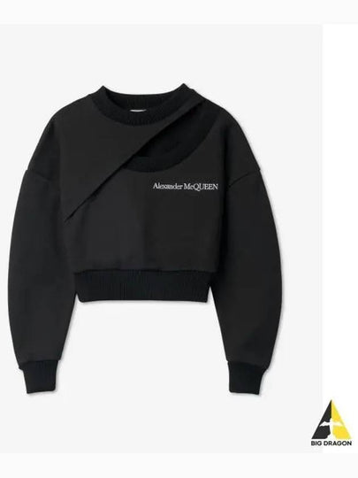 Embroidered Logo Cut-Out Sweatshirt Black - ALEXANDER MCQUEEN - BALAAN 2