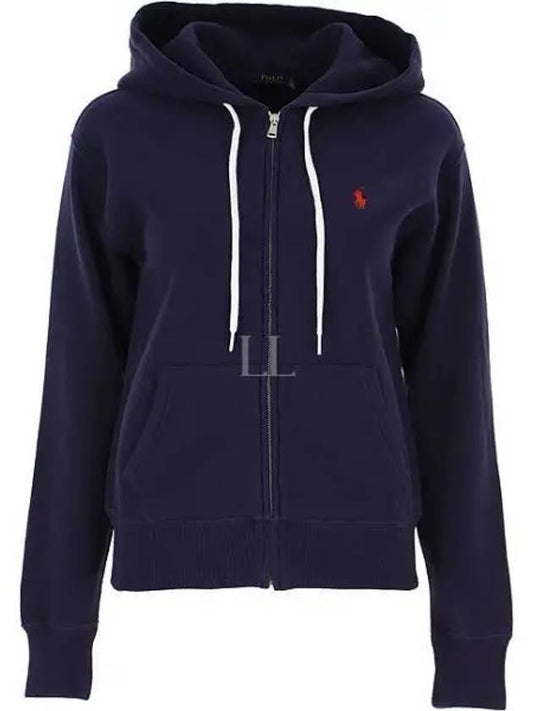 Women's Embroidered Logo Long Sleeve Zip-up Hoodie Navy - POLO RALPH LAUREN - BALAAN 2