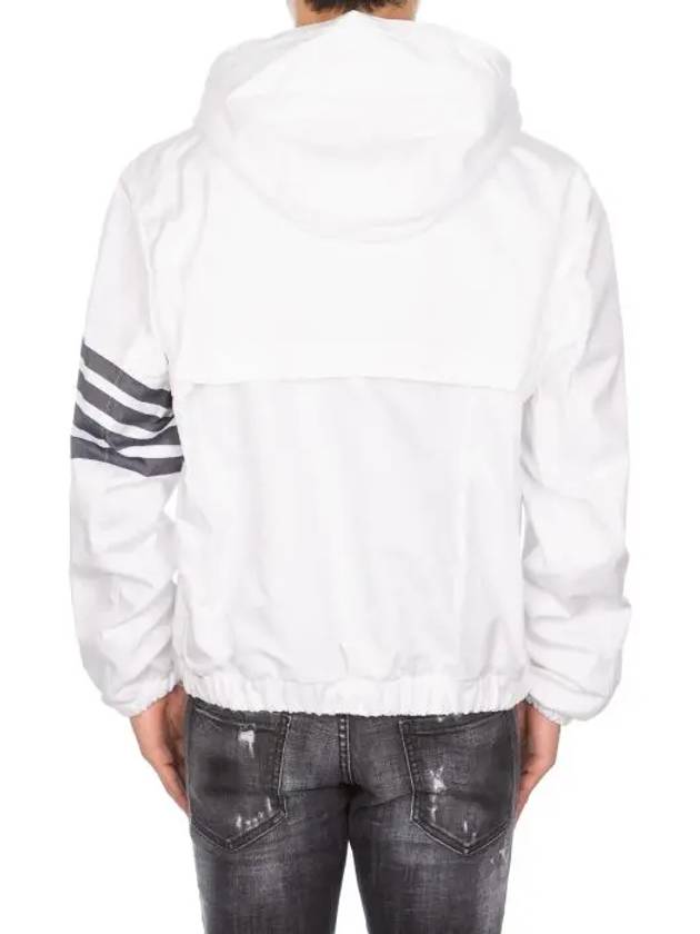 4 Bar Cotton Hooded Jacket White - THOM BROWNE - BALAAN 4