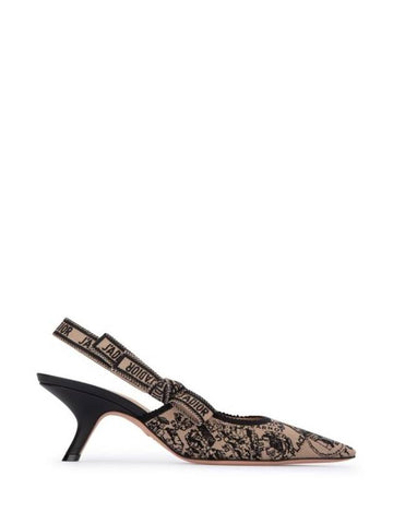 J'adior Cotton Embroidered Slingback Heels Beige - DIOR - BALAAN 1