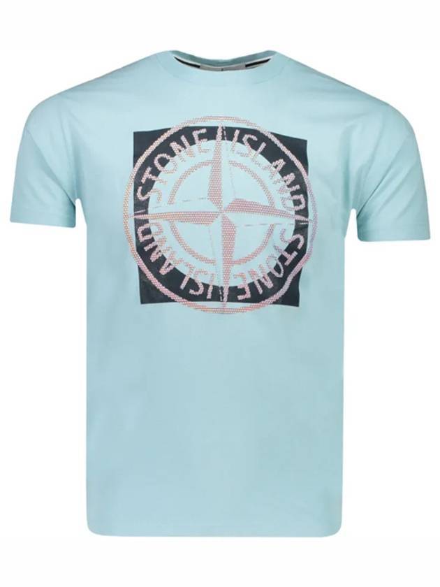 Compass Logo Printing Short Sleeve T-Shirt Aqua Blue - STONE ISLAND - BALAAN 1