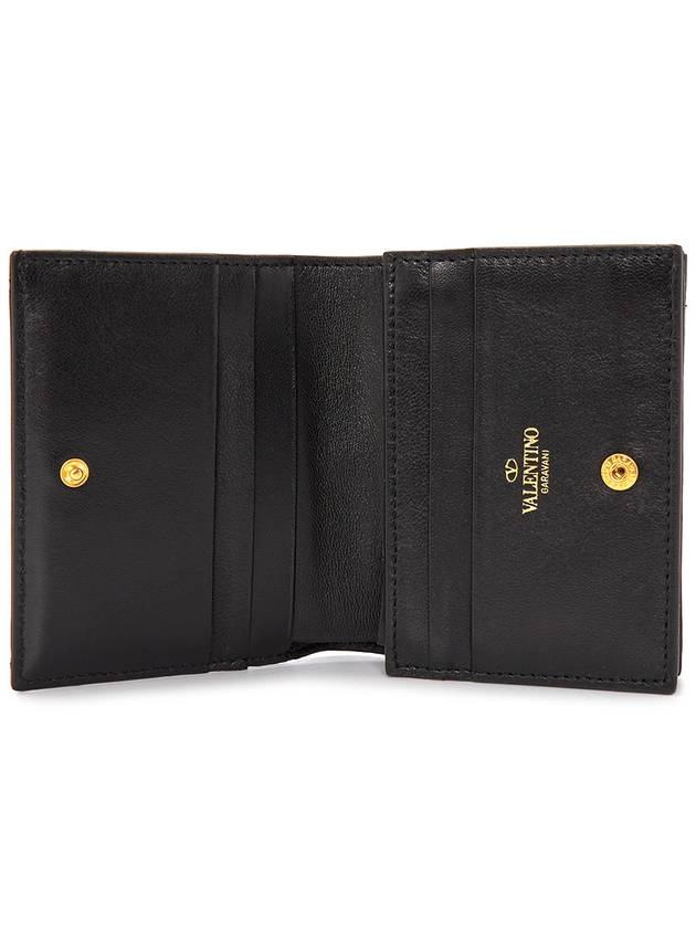 Roman Stud Small Nappa Leather Half Wallet Black - VALENTINO - BALAAN 5