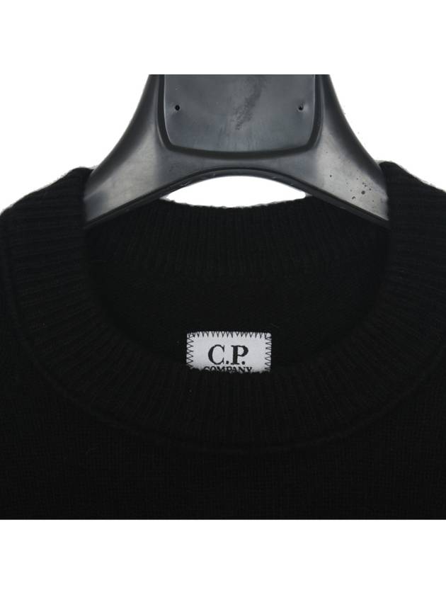 Lens Wappen Crew Neck Knit Top Black - CP COMPANY - BALAAN 3