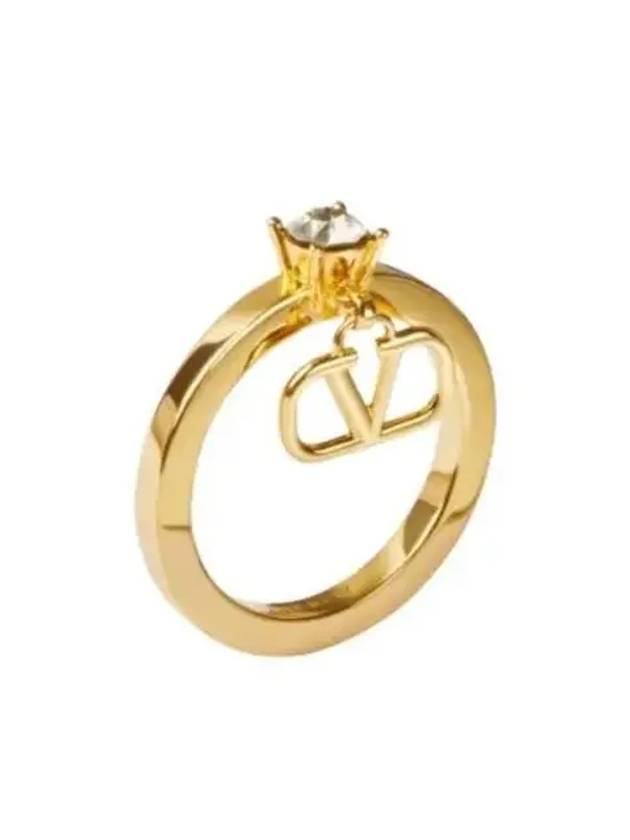 Mini V Logo Crystal Metal Ring Gold - VALENTINO - BALAAN 2