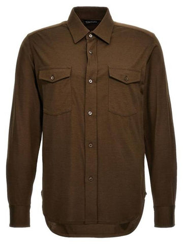 Long Sleeve Shirt JBL001JMS001S23KB386 Brown - TOM FORD - BALAAN 1