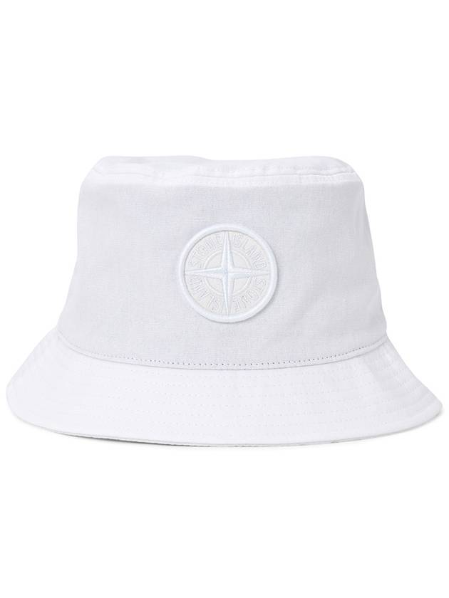 Logo Patch Bucket Hat White - STONE ISLAND - BALAAN 3