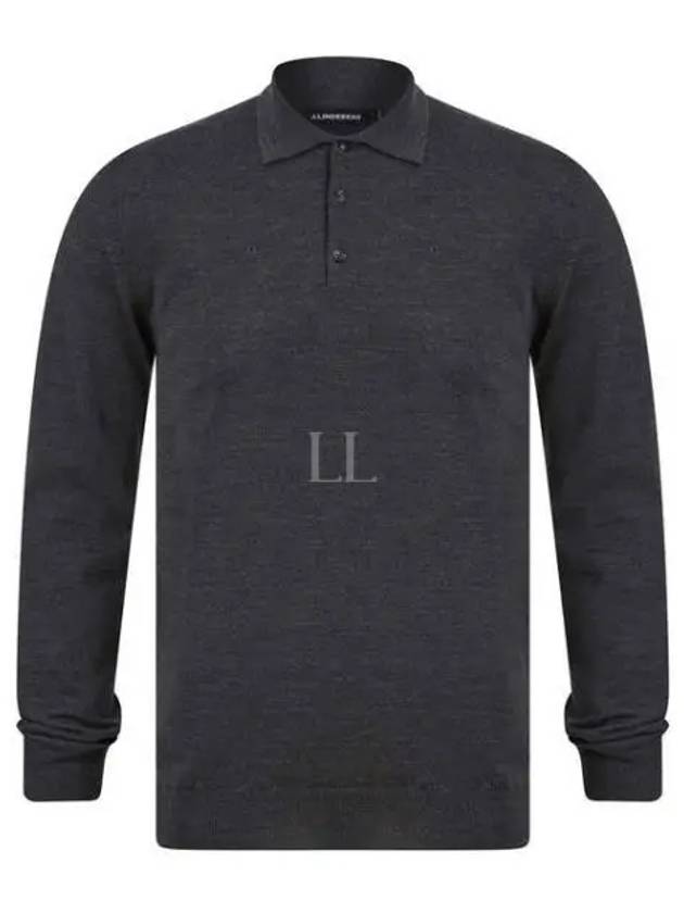 Noel Light Merino Long Sleeve Polo Shirt Dark Grey Melange - J.LINDEBERG - BALAAN 2