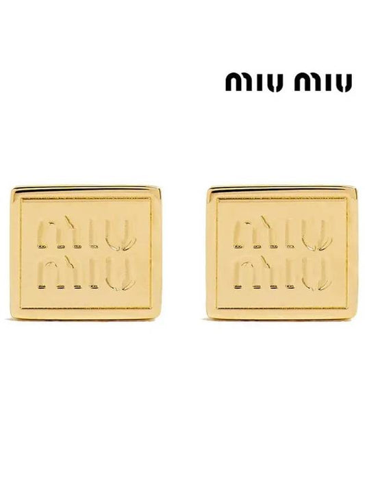 logo metal earrings square gold 5IO124 2DTU F0056 - MIU MIU - BALAAN 2