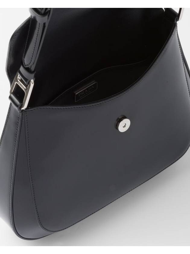 Flap Cleo Brushed Leather Shoulder Bag Black - PRADA - BALAAN 4
