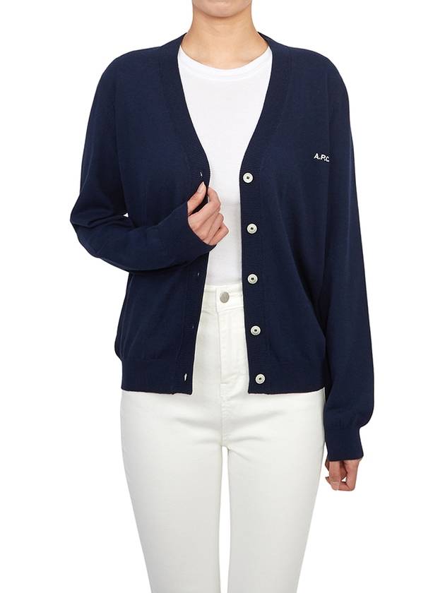 Bella Logo Embroidery Cardigan Dark Navy Blue - A.P.C. - BALAAN 5