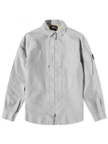 Shadow Project Hidden Badge Graphic Over Long Sleeve Shirt Grey - STONE ISLAND - BALAAN 1