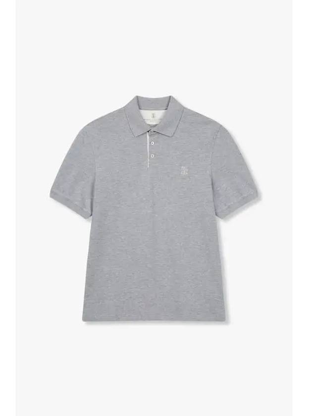 Men s Mini Logo Pique Polo Shirt Melange Gray - BRUNELLO CUCINELLI - BALAAN 1