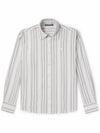 Micro Face Logo Patch Striped Long Sleeve Shirt Grey - ACNE STUDIOS - BALAAN 2